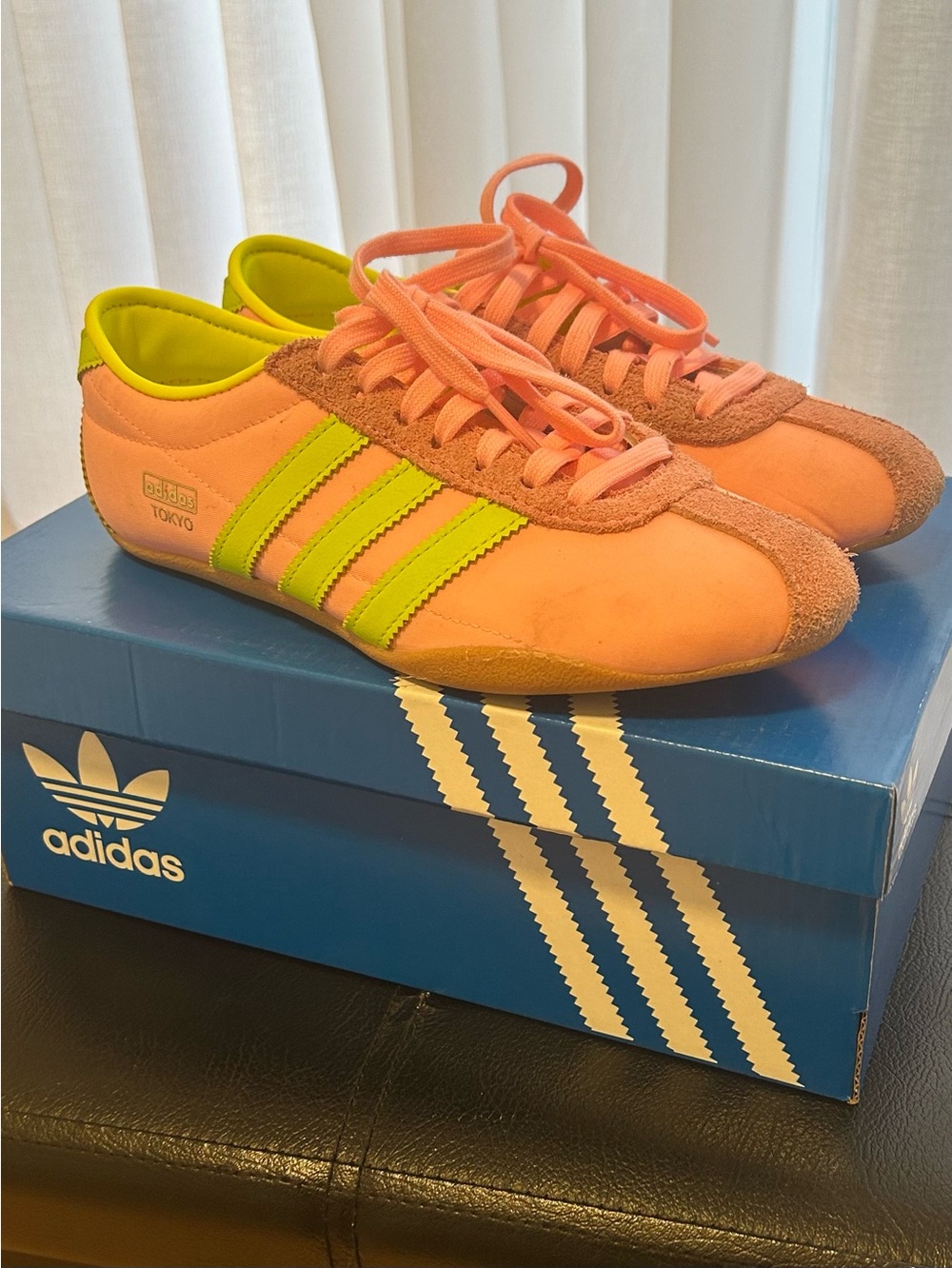 Glo pink/green Adidas Tokyo US size 5.5